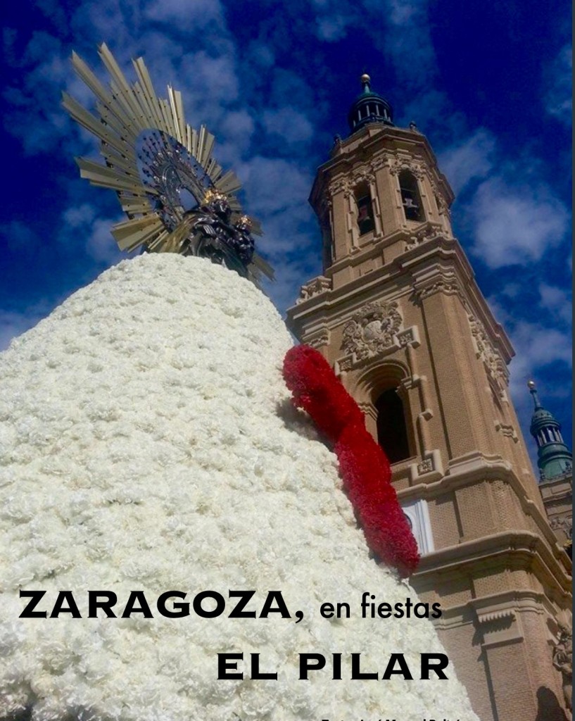 Una Zaragoza en fiestas confecciona un espectacular manto para la Virgen del Pilar. 